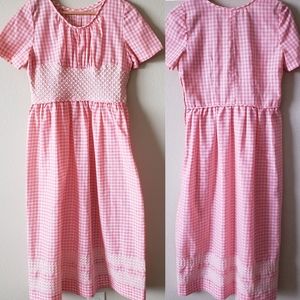 Vintage Pink Plaid Midi Dress